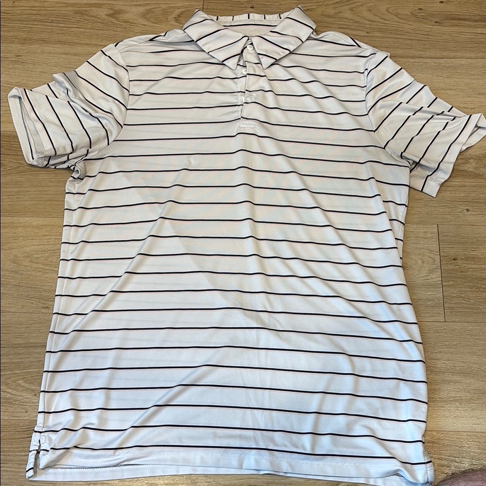 All In Motion Men's Striped Polo Shirt - White/Pink/Blue